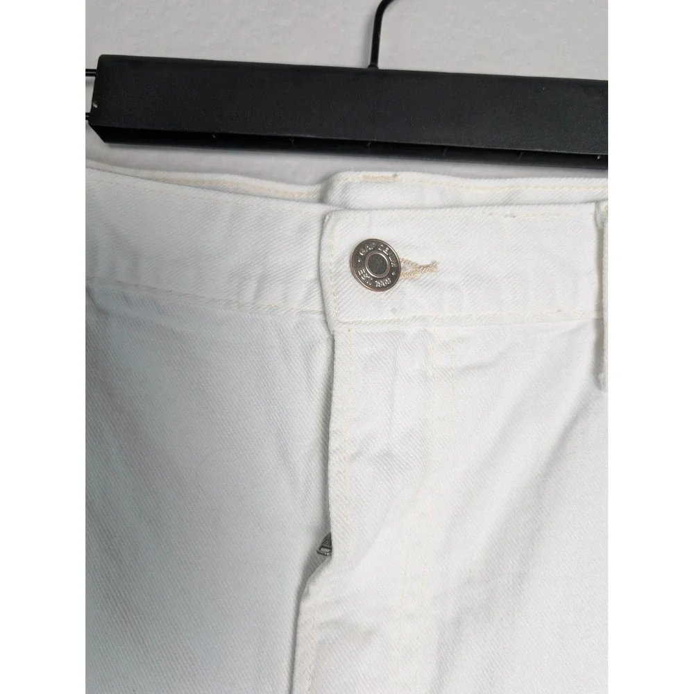 Gap Jeans‎ Mens 33 White Distressed Straight Leg Raw Hem Denim Short Inseam